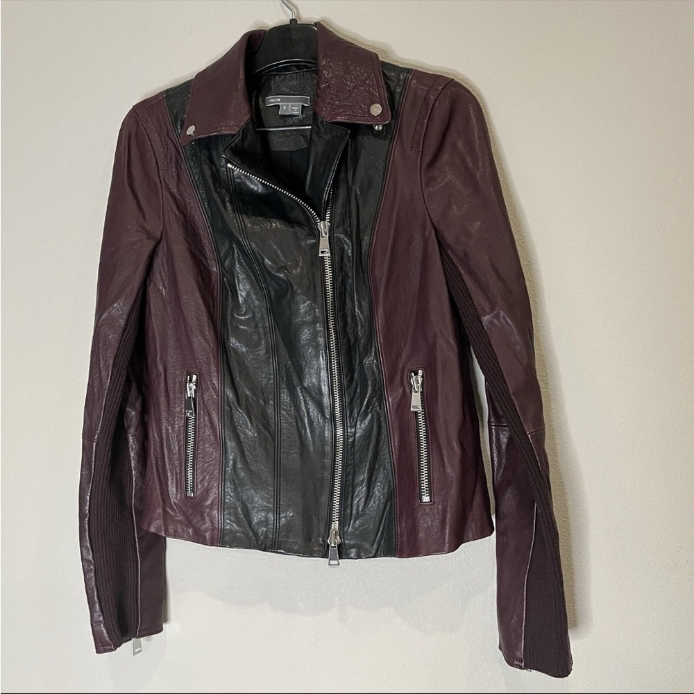 Vince Lamb Leather Moto Jacket Black Asymmetrical Zip Sz Small New Without Tags